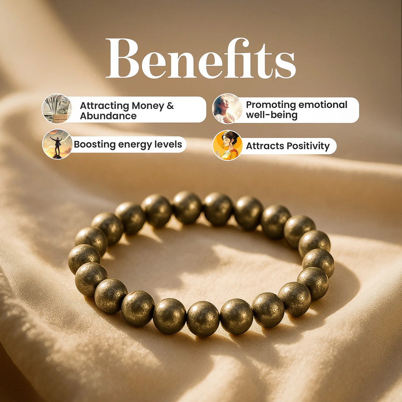 Richie Rich Combo (Pyrite bracelet + Black Obsidian Bracelet + selenite plate)