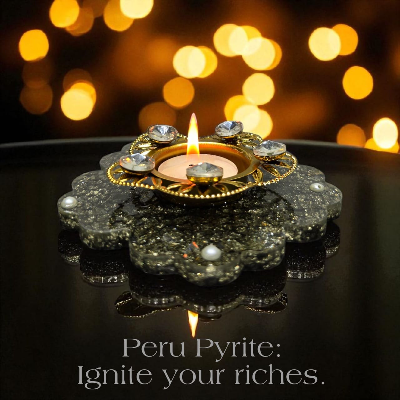Peru Pyrite : Tea Light Candle Holder