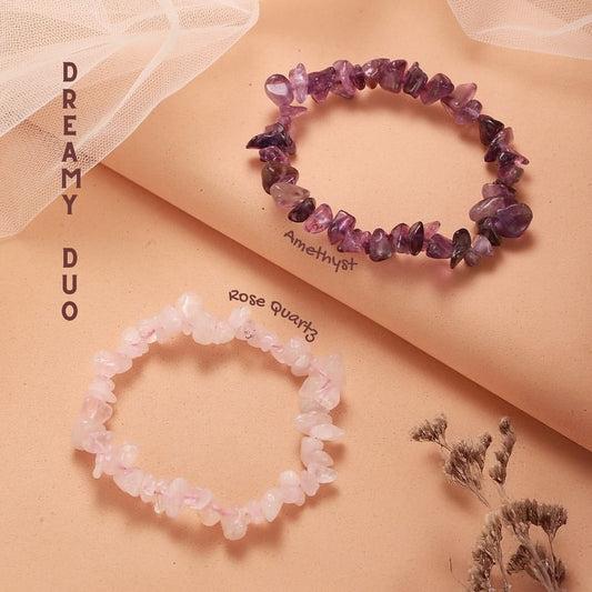 Dreamy Duo Combo with Rose Quartz and Amethyst Bands